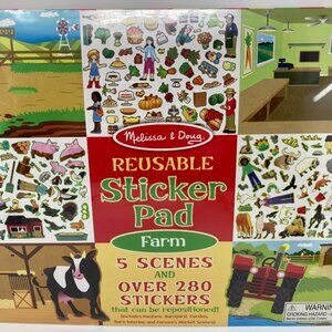 Melissa & Doug Reusable Sticker Pad: Farm - 5 Scenes AND Over 280 Stickers New